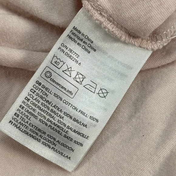 H&M 3/4 Ruffle Sleeve Top Womens Size Small Pink Crew Neck - Picture 4 of 7